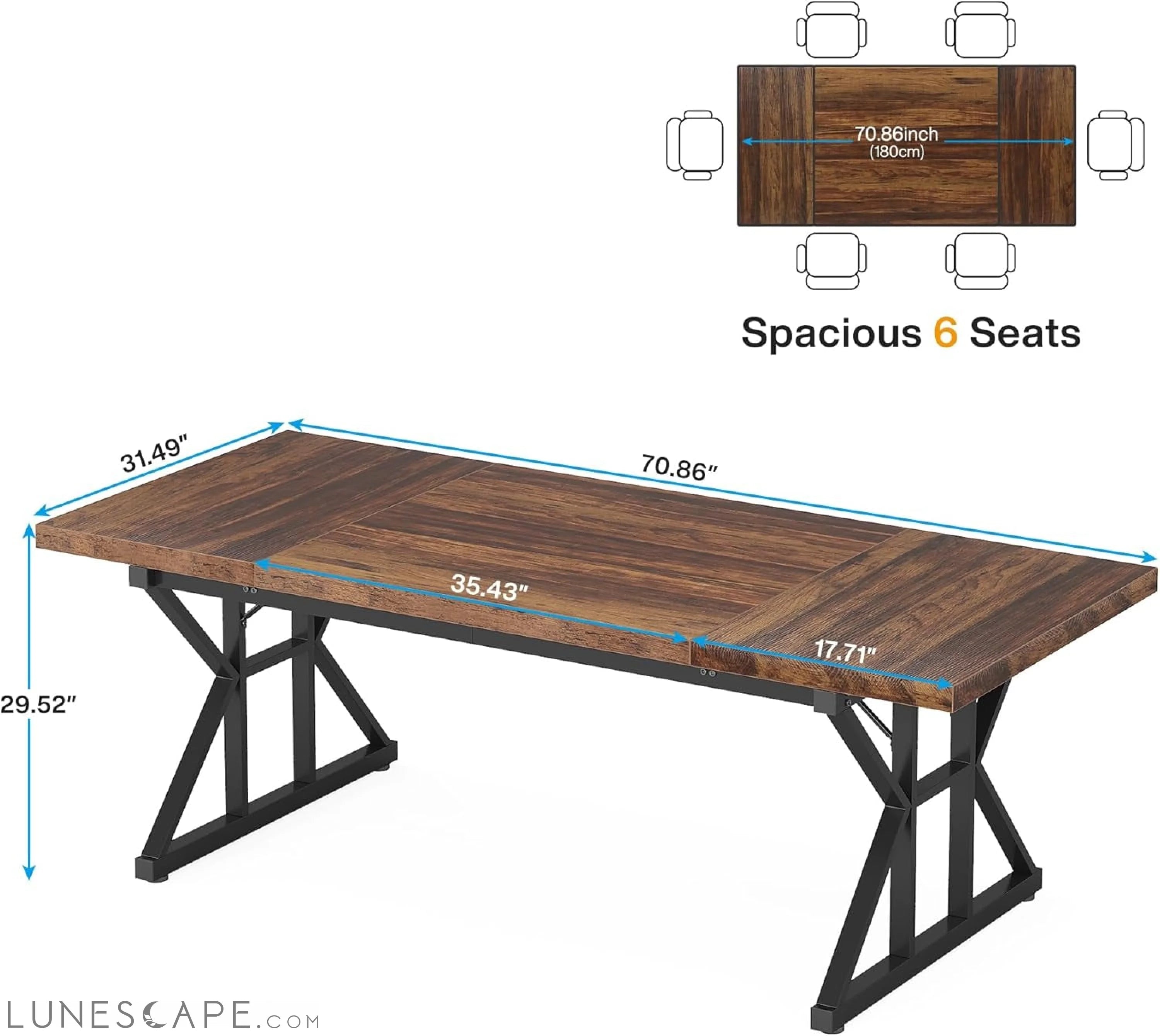 70.8-Inch Executive Desk, Large Computer Office Desk Workstation, LUNESCAPE