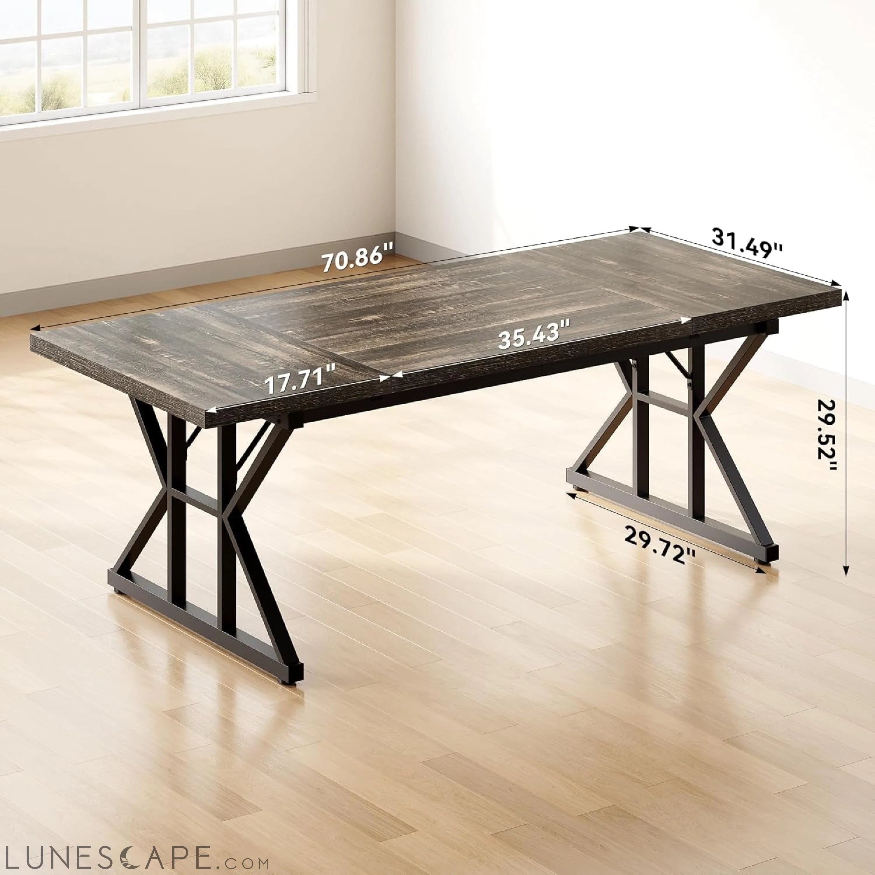 70.8-Inch Large Executive Desk, Extra Long Computer Office Desk LUNESCAPE