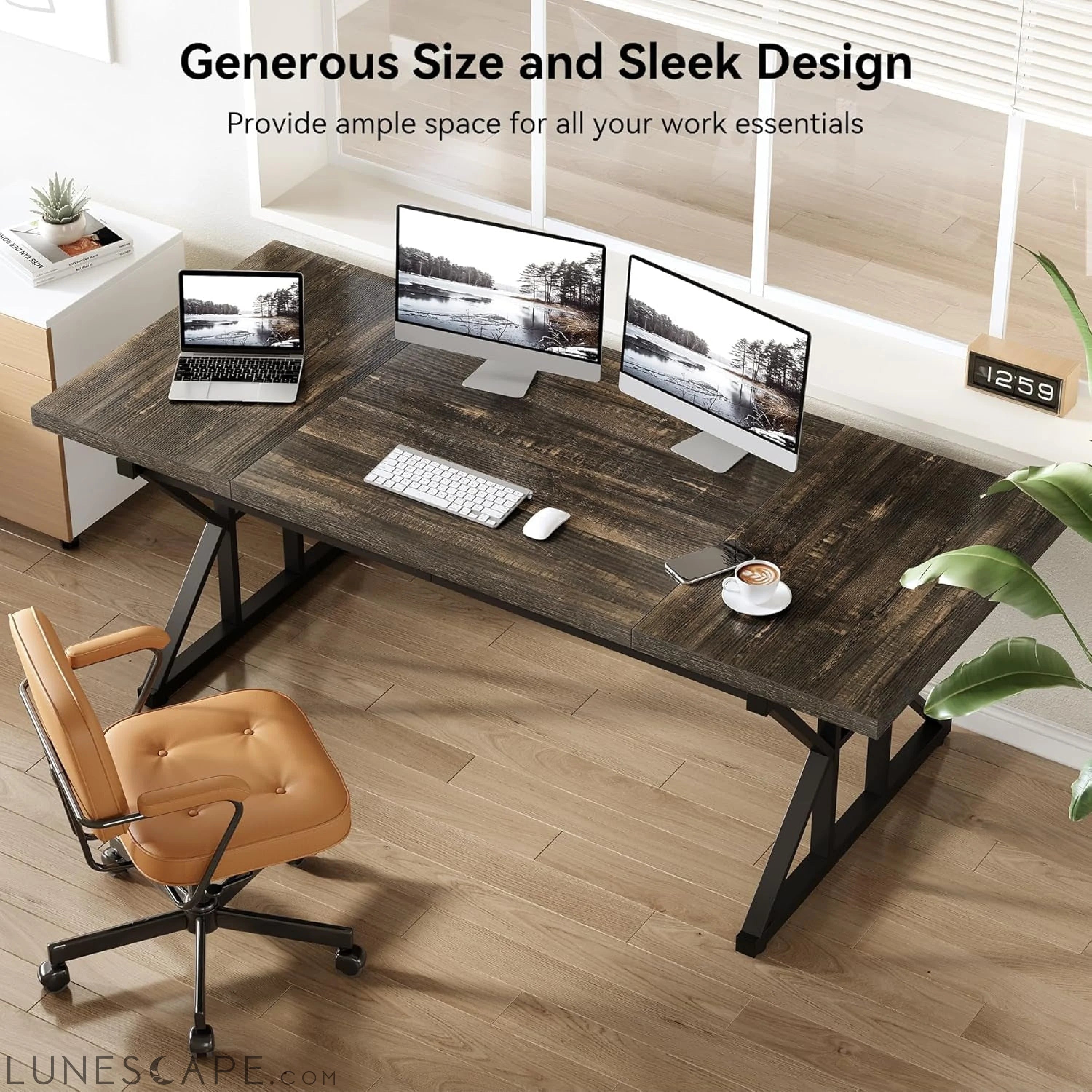 70.8-Inch Large Executive Desk, Extra Long Computer Office Desk LUNESCAPE