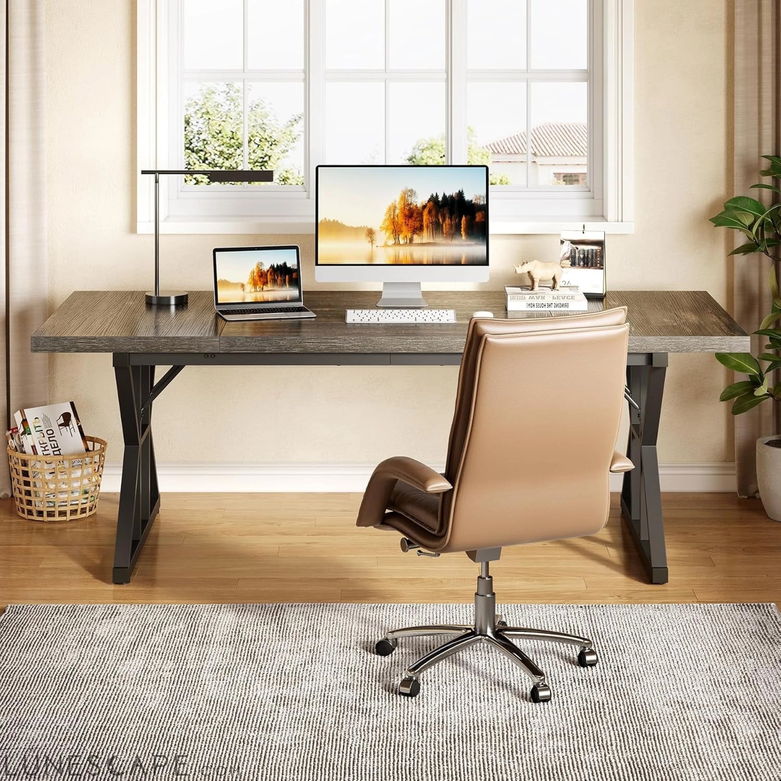 70.8-Inch Large Executive Desk, Extra Long Computer Office Desk LUNESCAPE