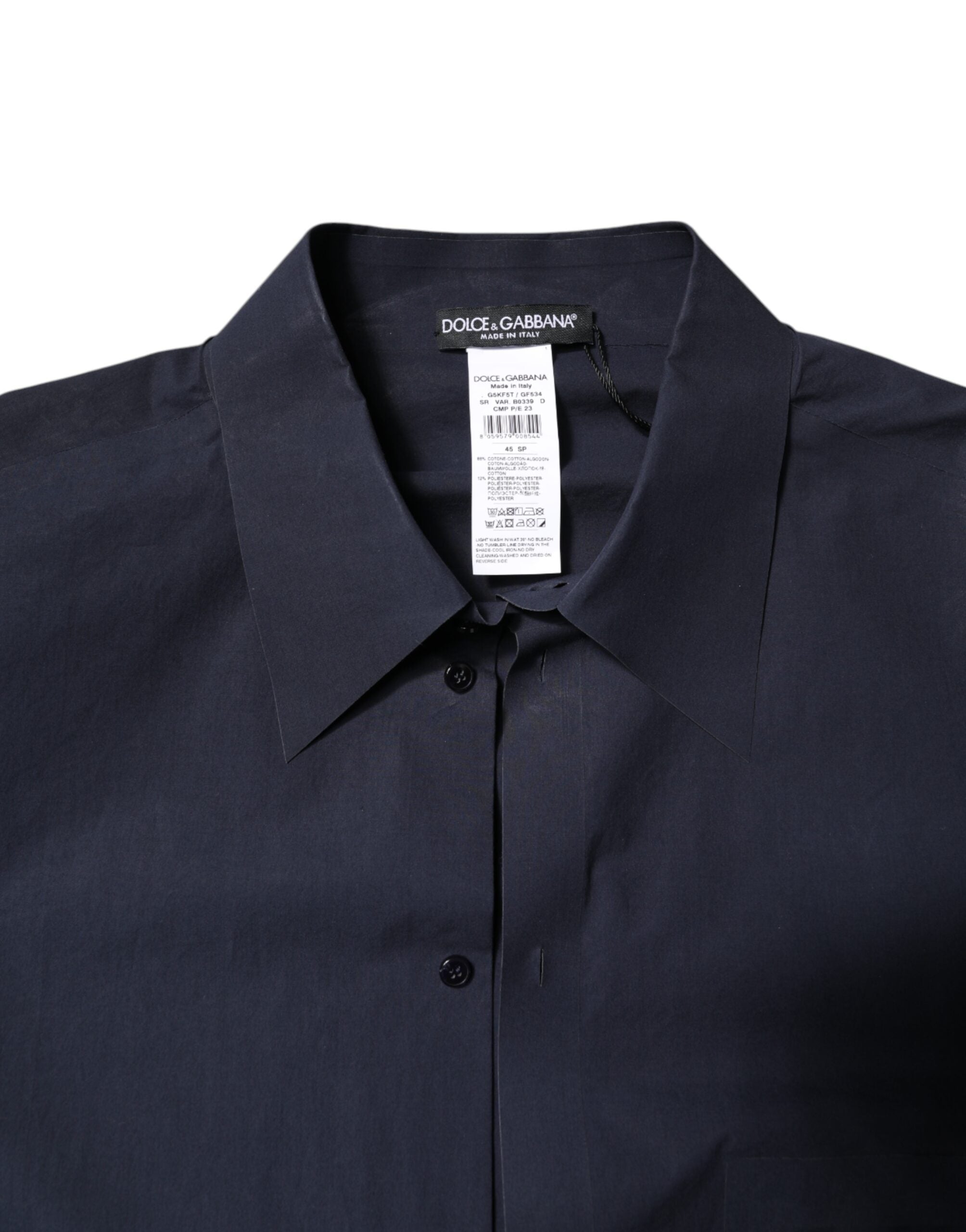 Dolce & Gabbana Dark Blue Cotton Long Sleeve Shirt LUNESCAPE