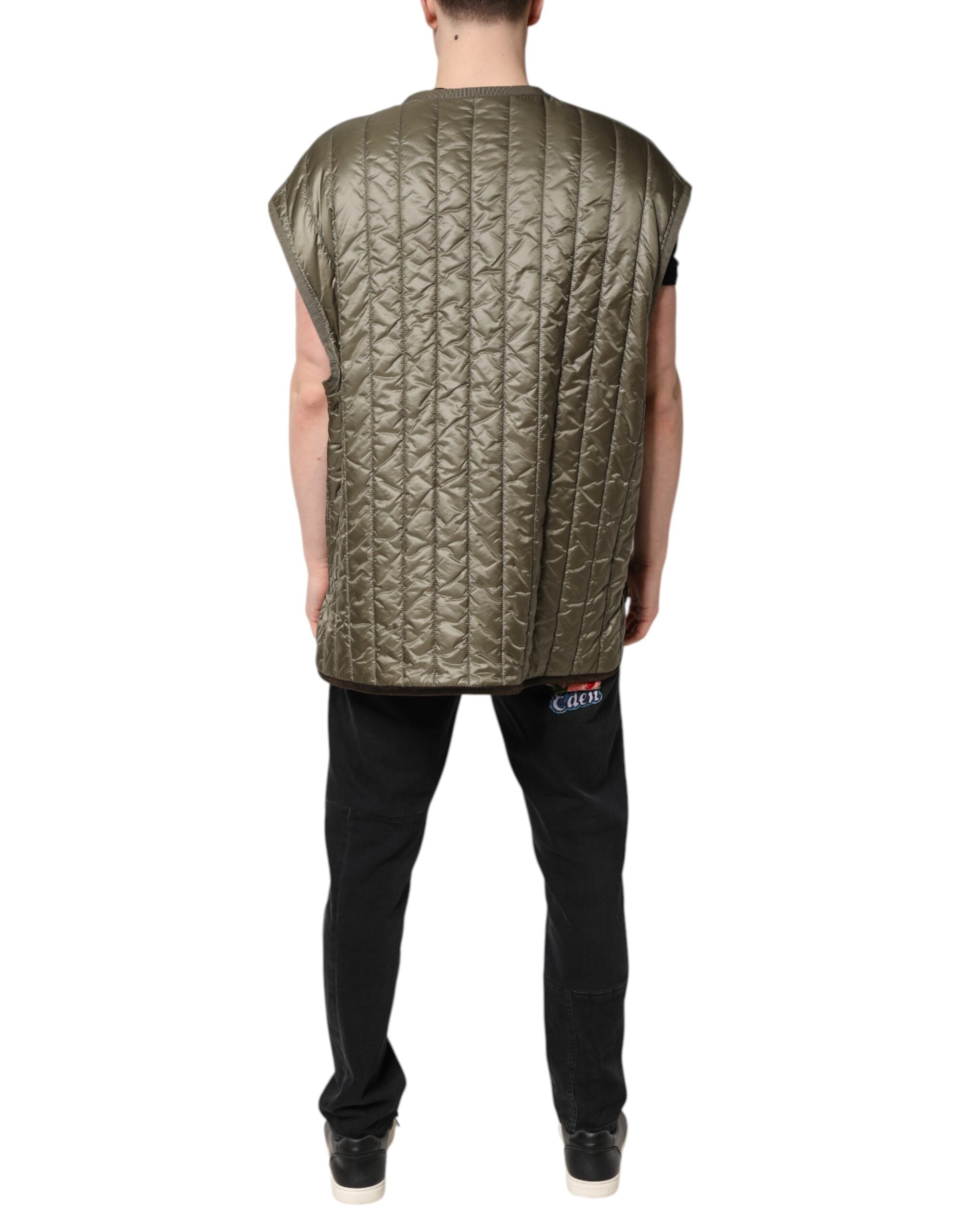 Dolce & Gabbana Brown Logo Plaque Quilted Vest LUNESCAPE