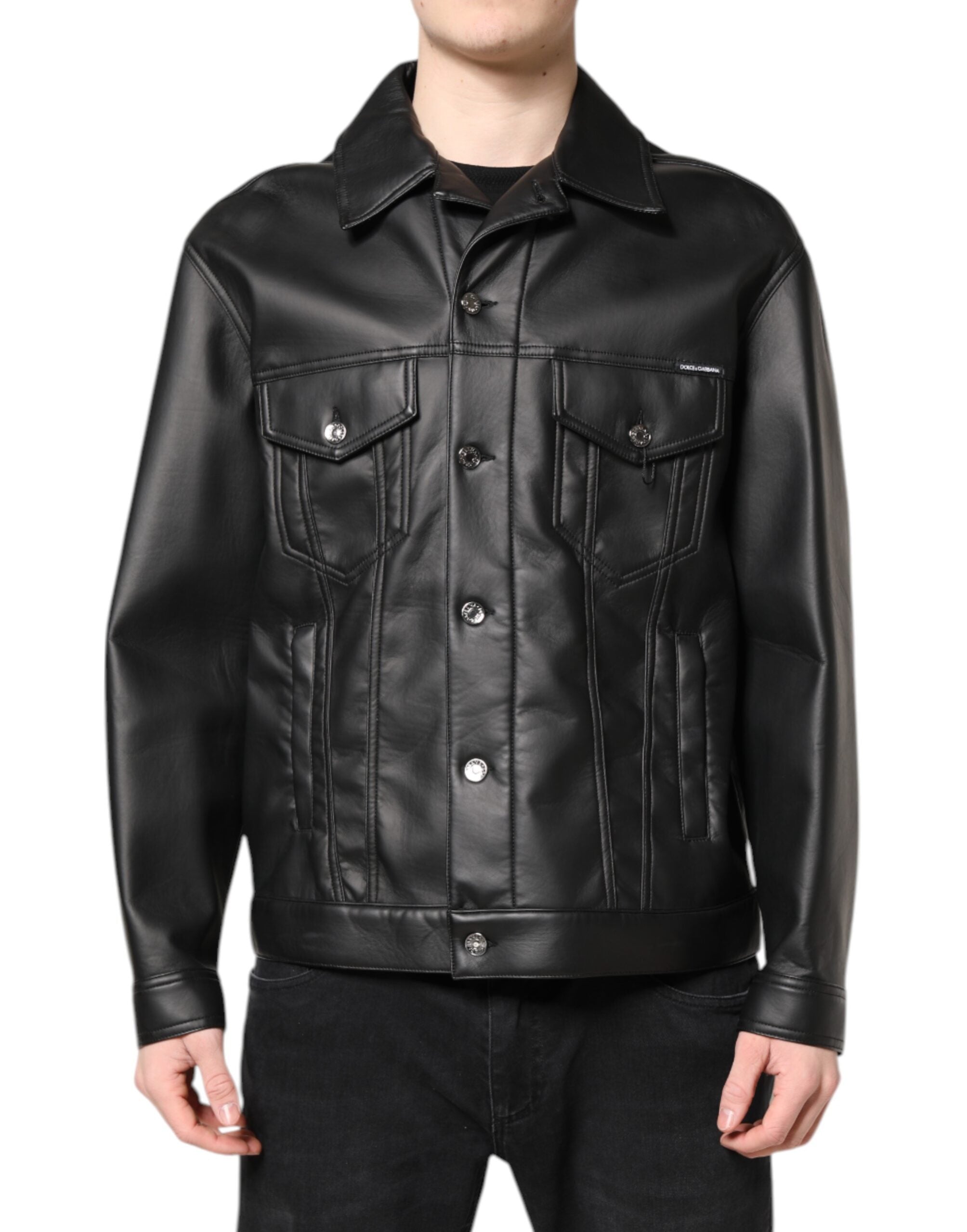 Dolce & Gabbana Black Button Down Biker Jacket