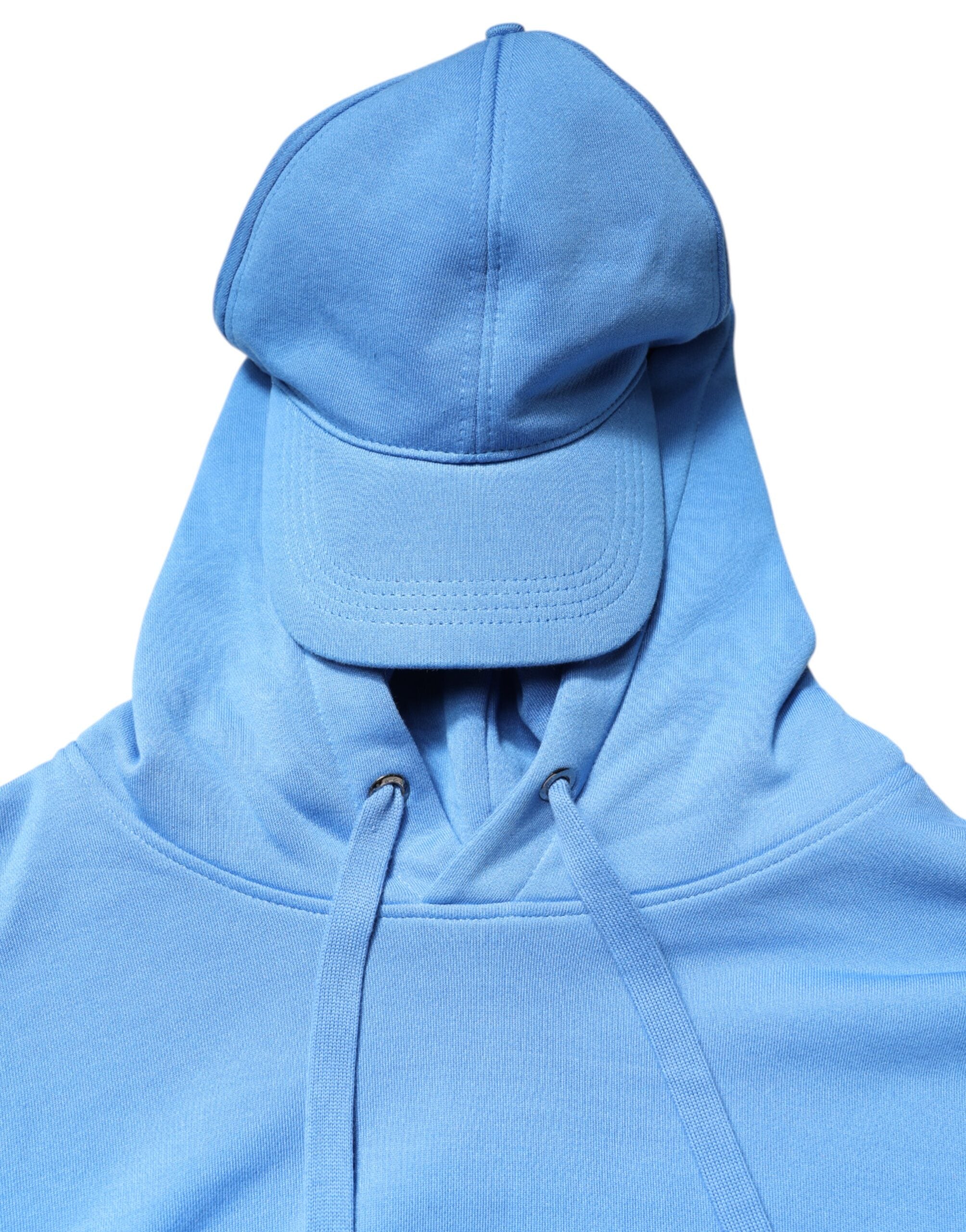 Dolce & Gabbana Blue Cotton Hooded Men Sportswear Vest Sweater