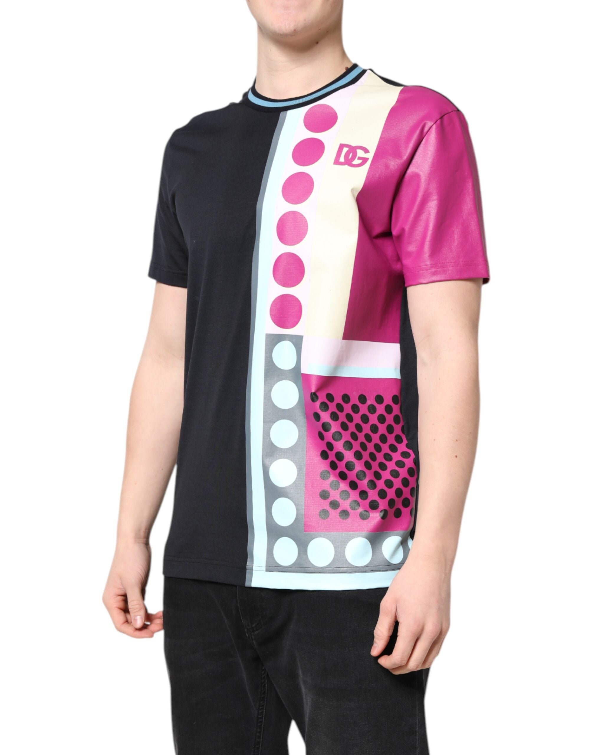 Dolce & Gabbana Multicolor Printed Logo Short Sleeve T-shirt