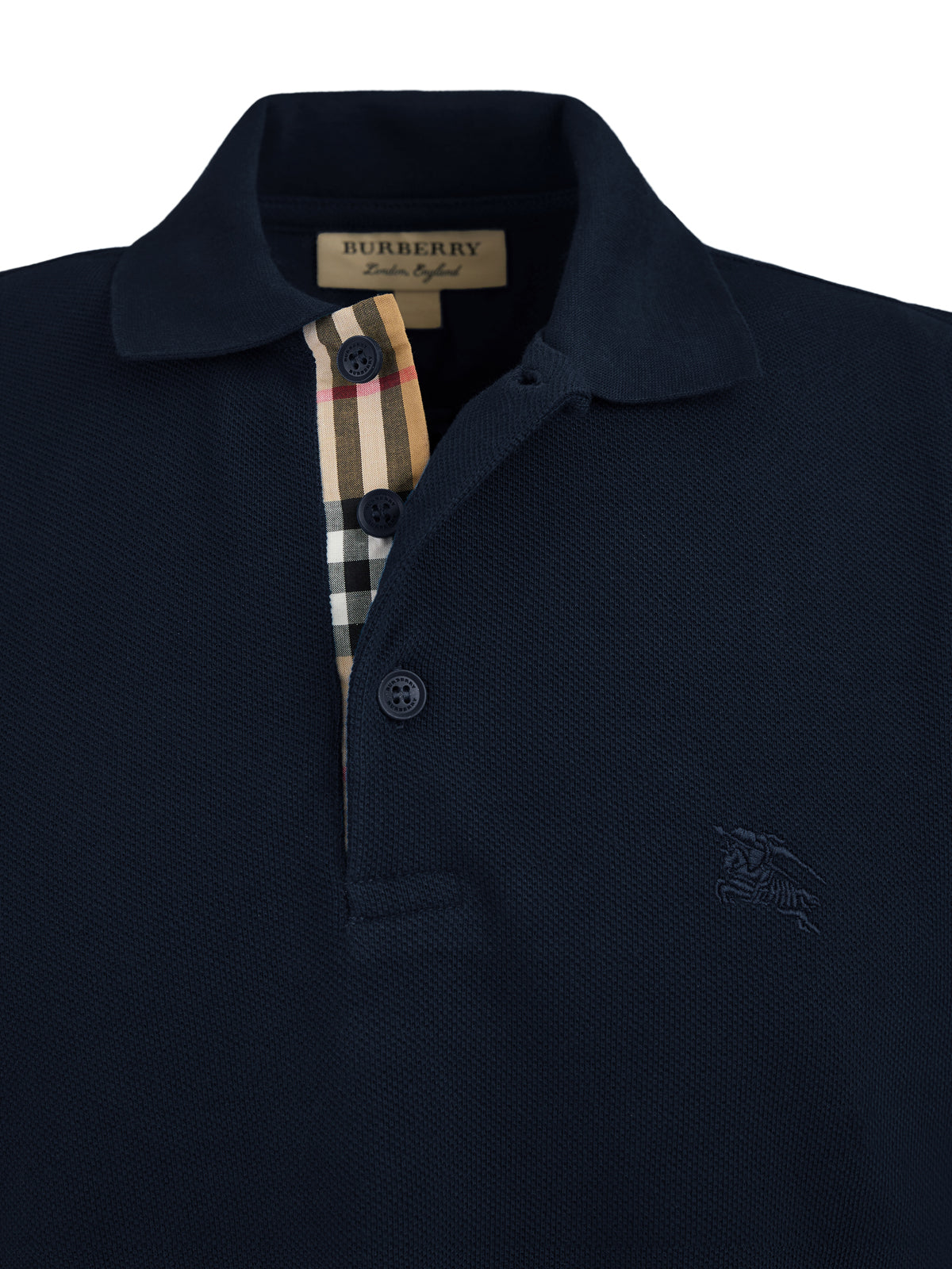 Burberry Navy Blue Cotton Collared Polo Shirt LUNESCAPE