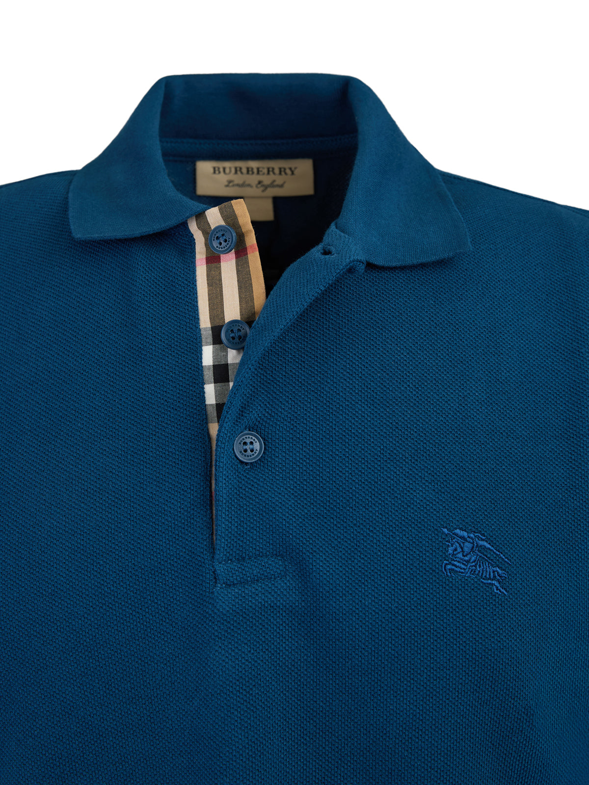 Burberry Deep Teal Blue Cotton Collared Polo Shirt LUNESCAPE