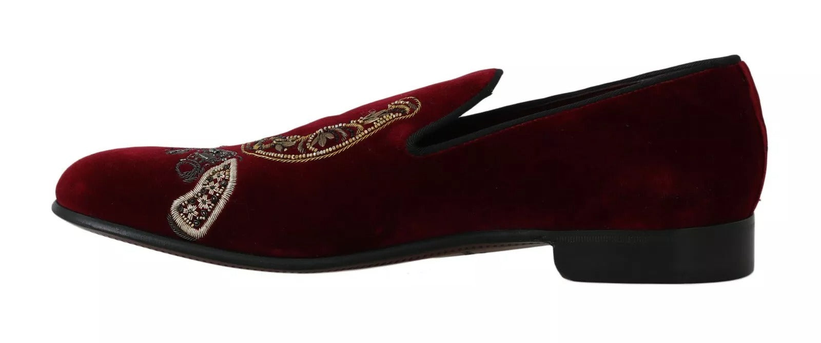 Dolce & Gabbana Bordeaux Velvet Loafers Gun Horseshoe Shoes LUNESCAPE