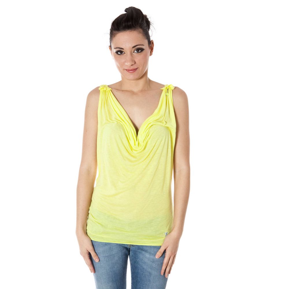 Zuelements Yellow Viscose Women Top LUNESCAPE