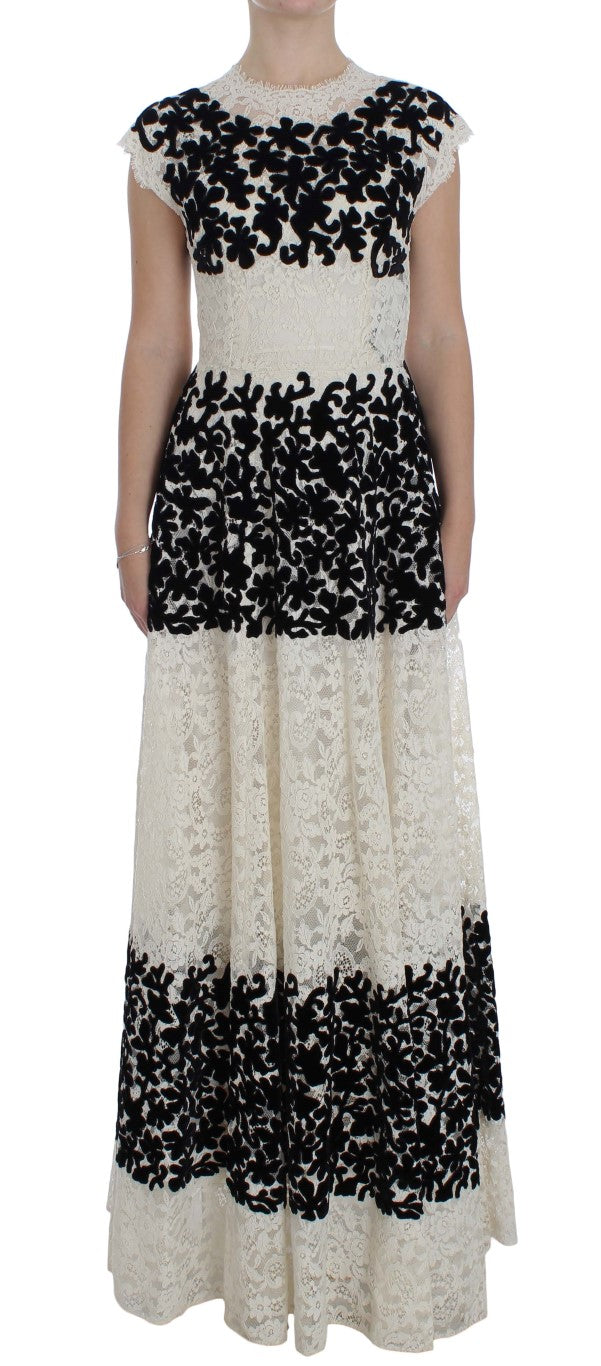 Dolce & Gabbana Floral Lace Ricamo Long Ball Maxi Dress LUNESCAPE
