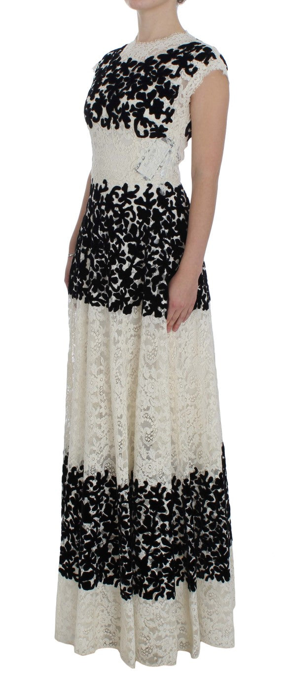 Dolce & Gabbana Floral Lace Ricamo Long Ball Maxi Dress LUNESCAPE