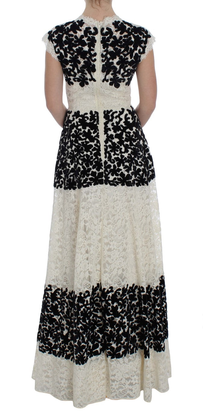 Dolce & Gabbana Floral Lace Ricamo Long Ball Maxi Dress LUNESCAPE