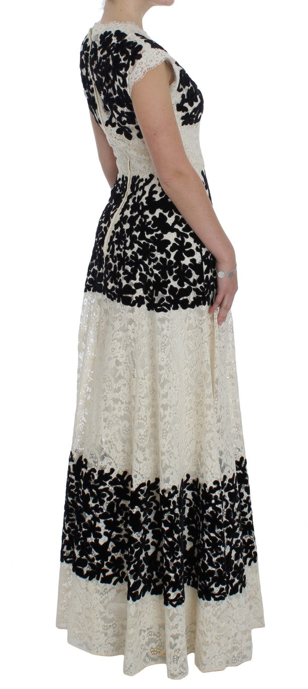 Dolce & Gabbana Floral Lace Ricamo Long Ball Maxi Dress LUNESCAPE