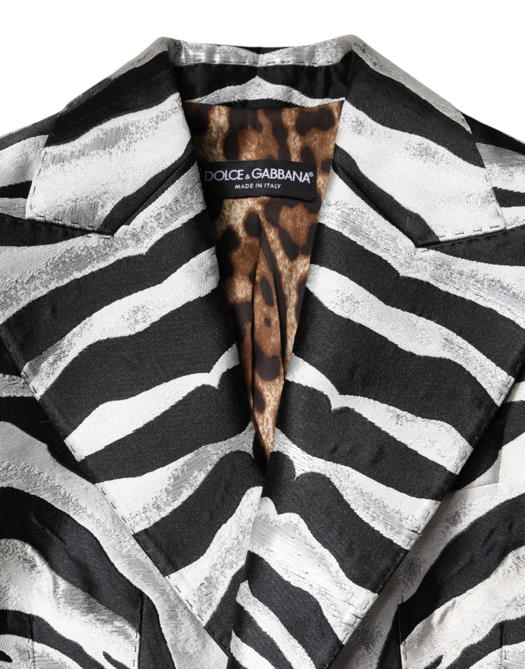 Dolce & Gabbana Black White Polyester Women Blazer Jacket