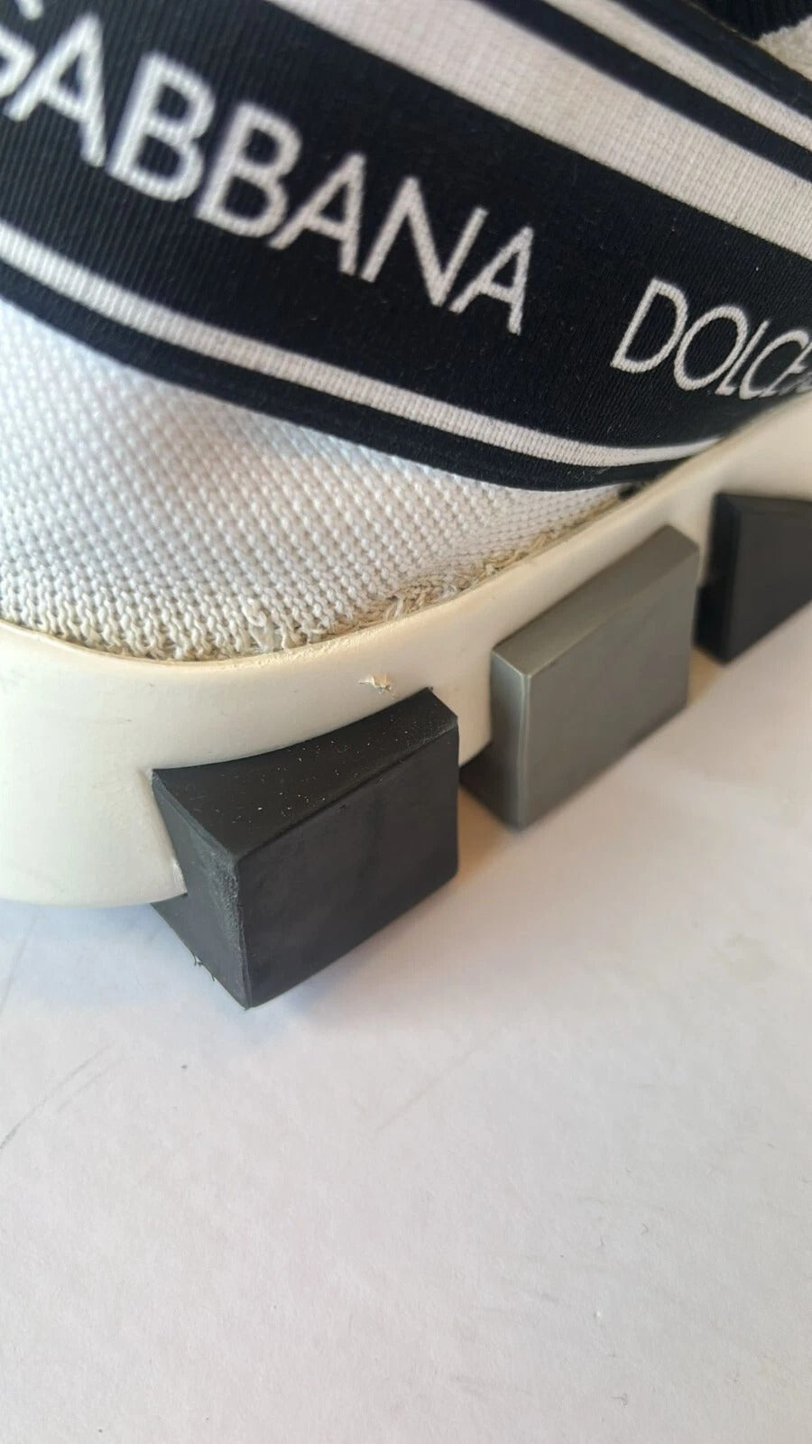 Dolce & Gabbana White Black Slip On Sorrento Sneakers Shoes