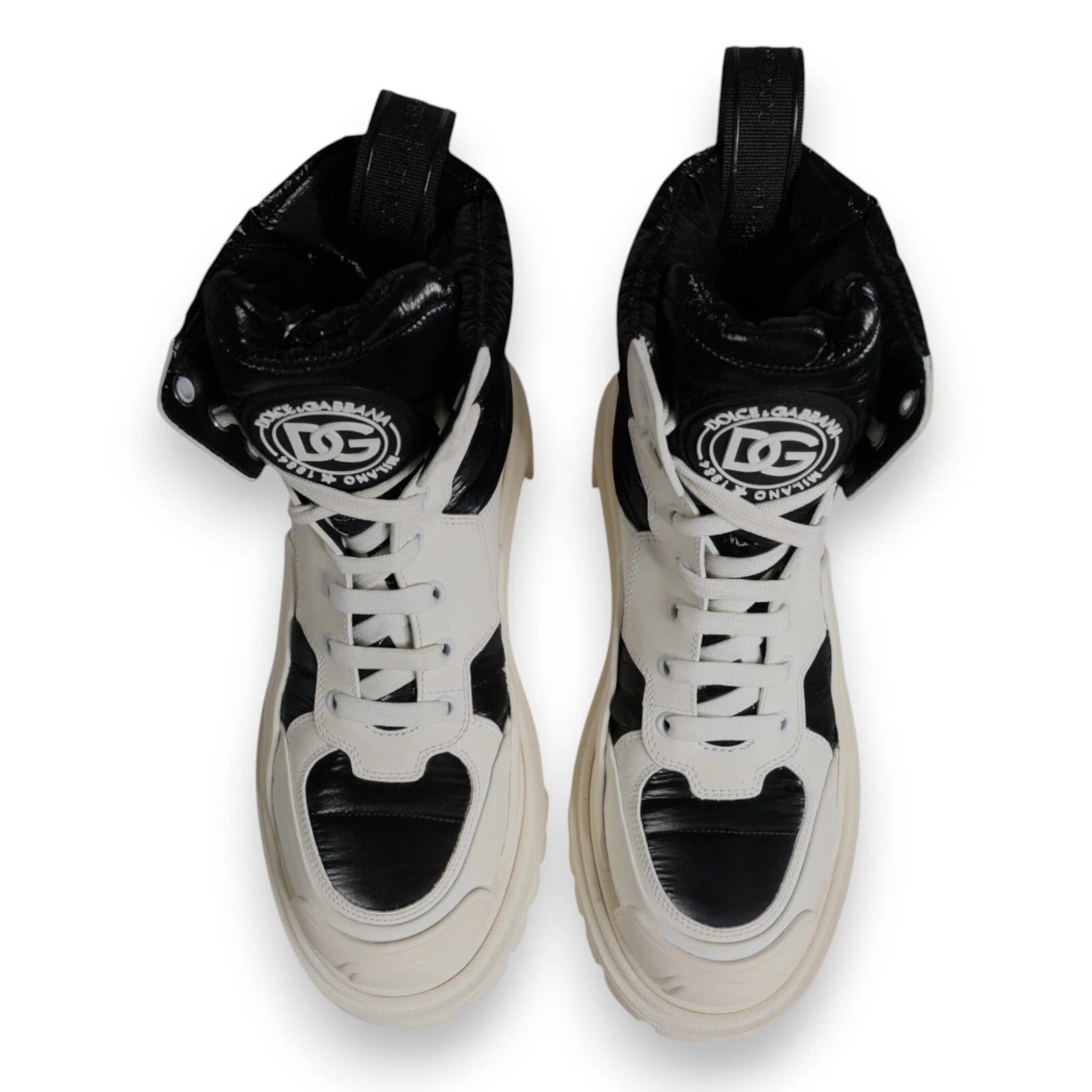 Dolce & Gabbana White Padded Mid Calf Lace Up Boots LUNESCAPE