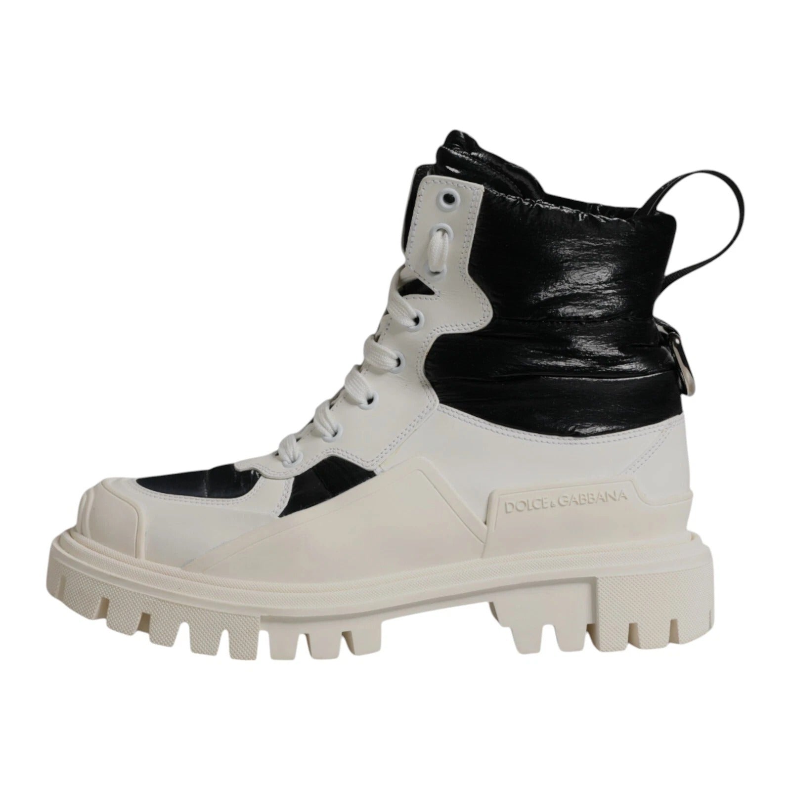 Dolce & Gabbana White Padded Mid Calf Lace Up Boots LUNESCAPE