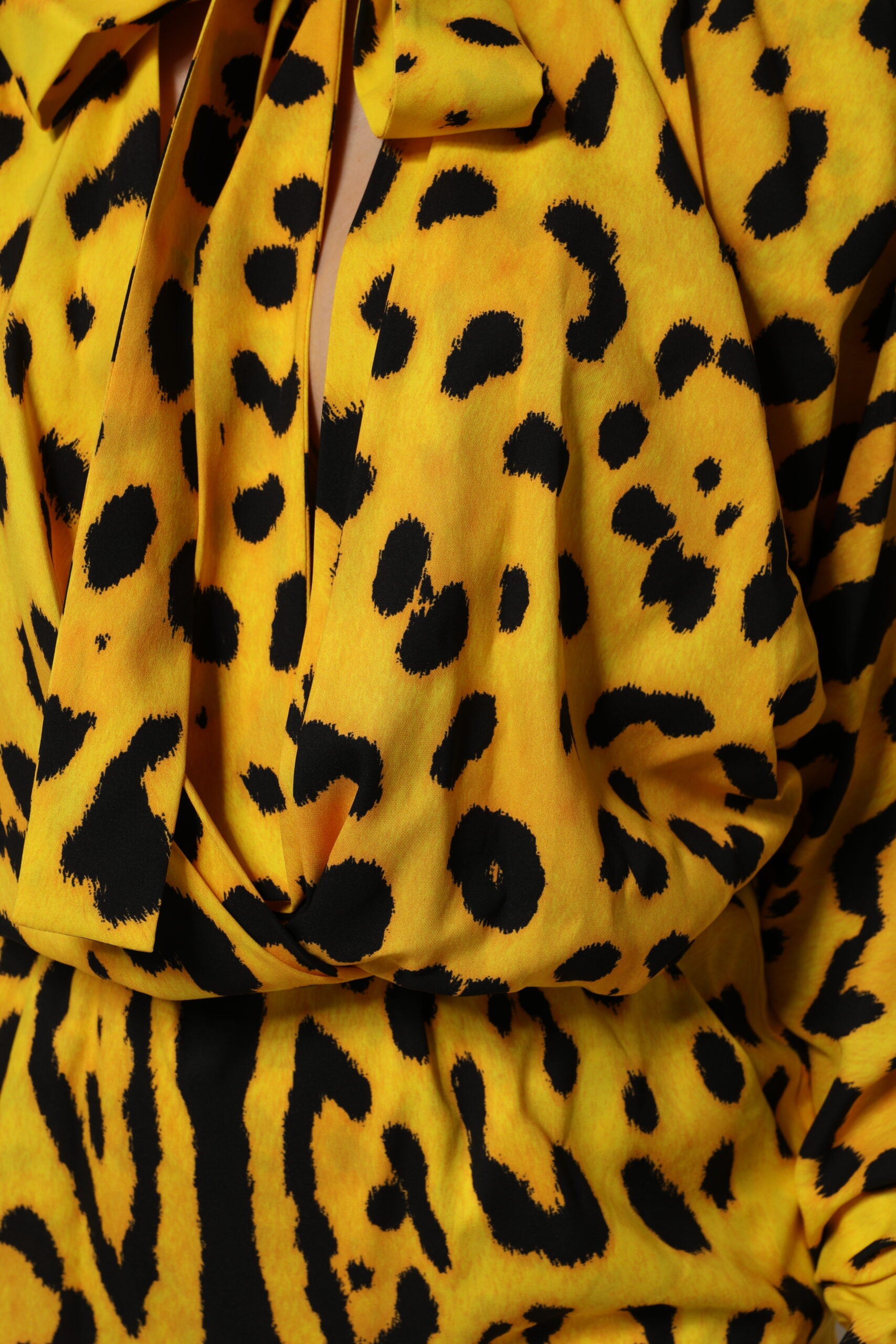 Dolce & Gabbana Yellow Leopard Long Sleeves Jumpsuit