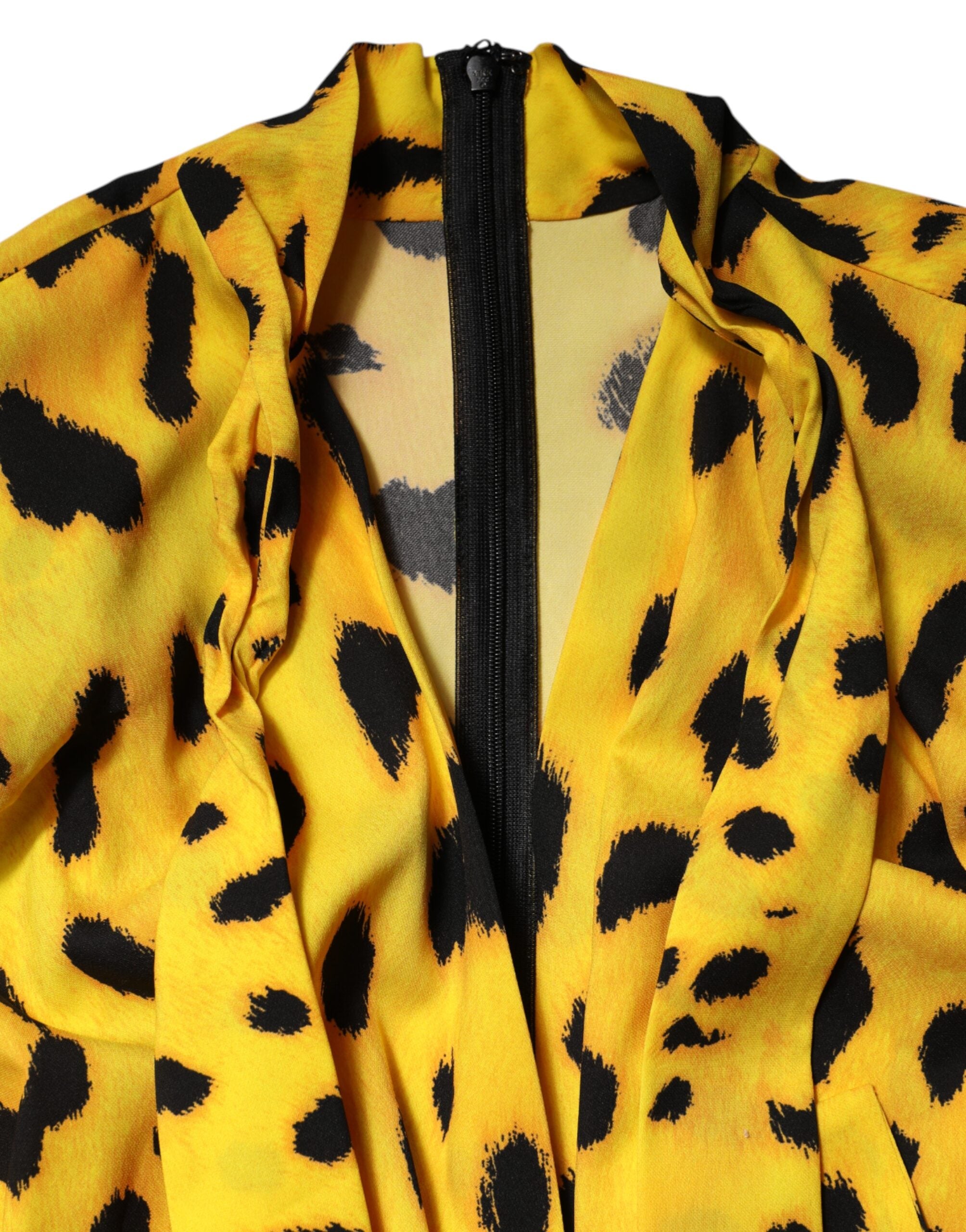 Dolce & Gabbana Yellow Leopard Long Sleeves Jumpsuit