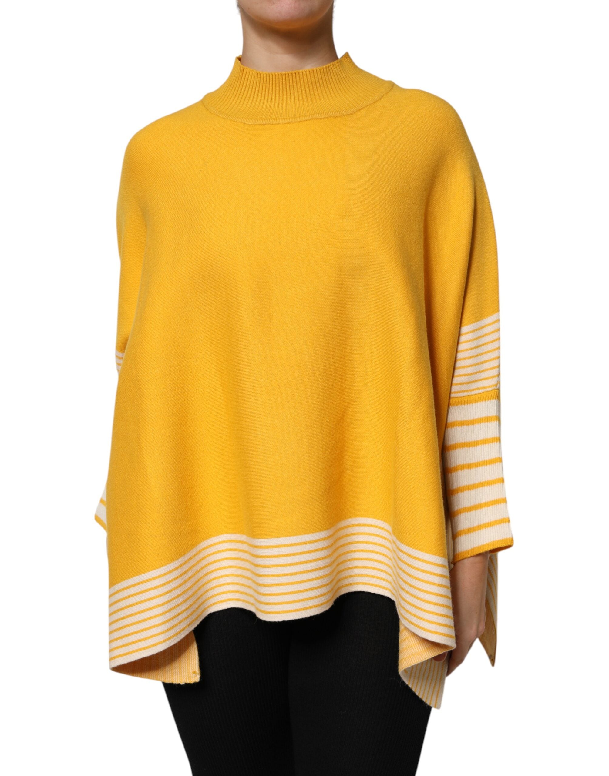 SIGNS Yellow Stripe Long Sleeve Overcoat Pullover Sweater LUNESCAPE