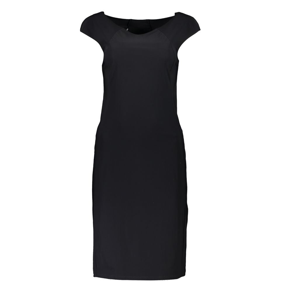 Patrizia Pepe Elegant Black Boat Neck Dress with Wide Straps LUNESCAPE
