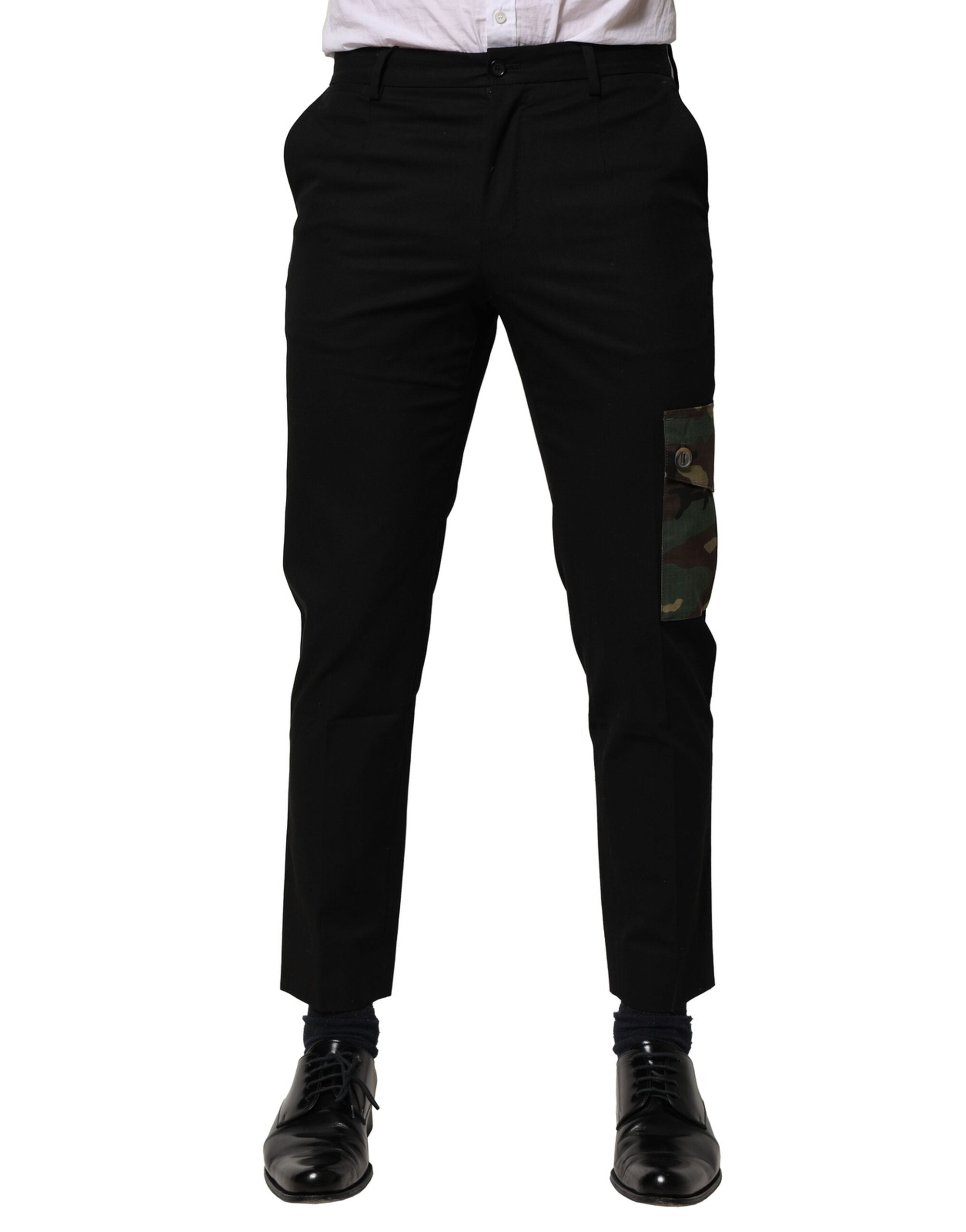 Dolce & Gabbana Black Cotton Cargo Men Dress Trousers LUNESCAPE
