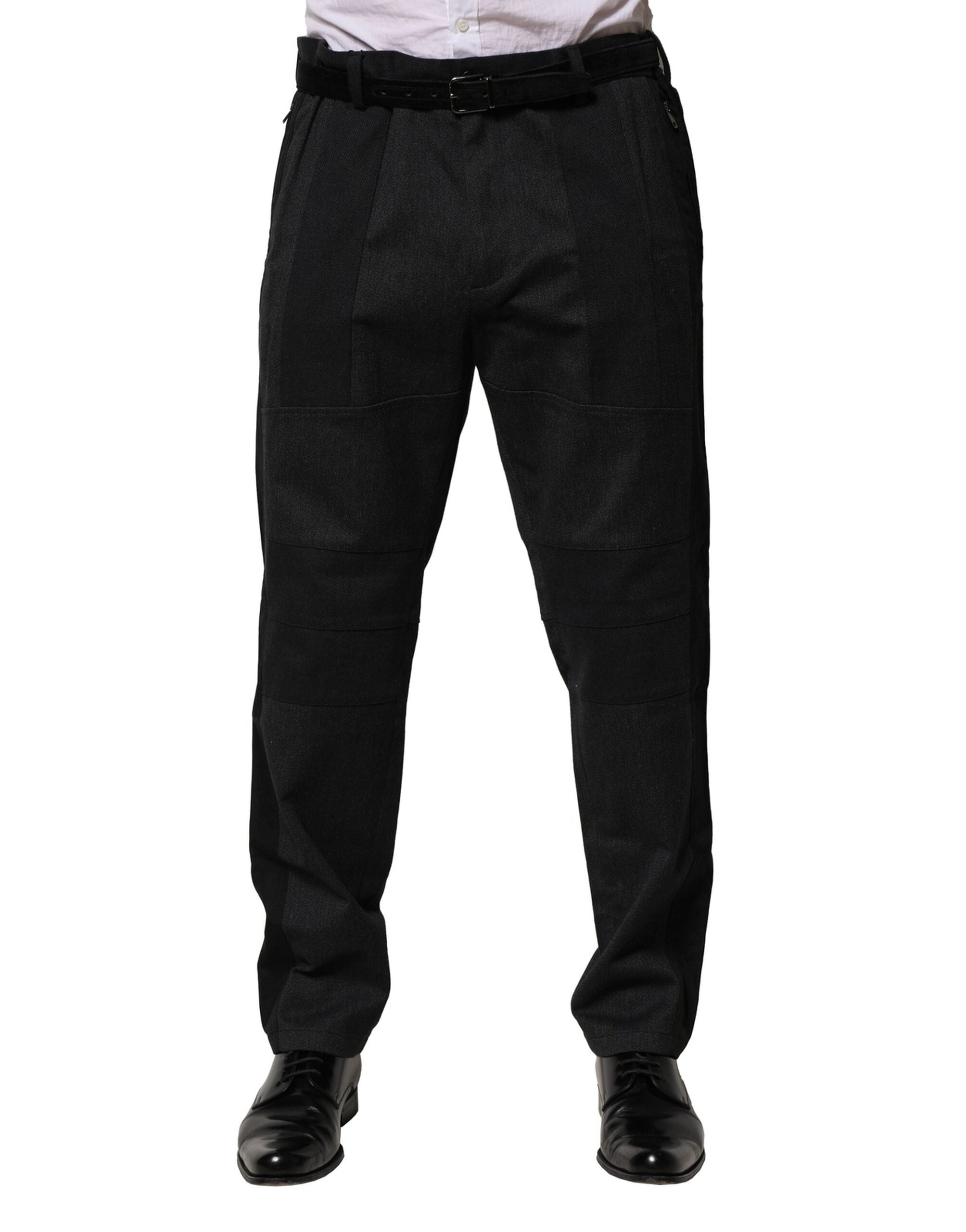 Dolce & Gabbana Black Cotton Dress Slim Formal Trousers LUNESCAPE