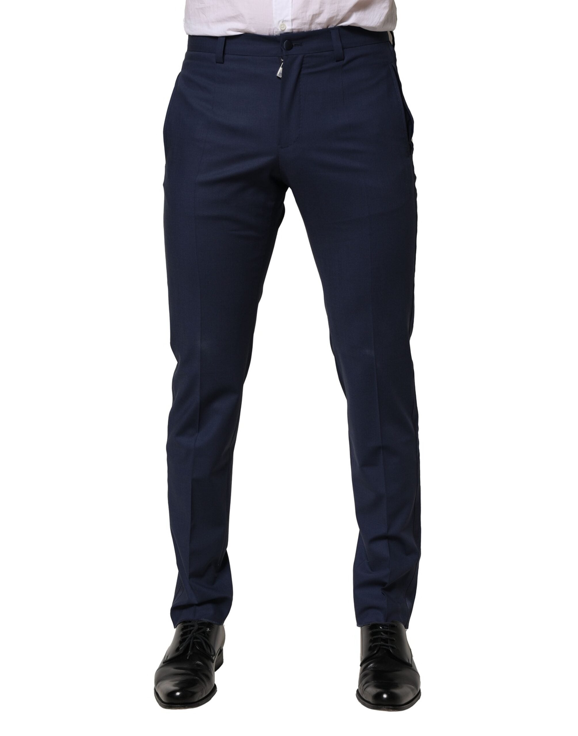 Dolce & Gabbana Dark Blue Wool Dress Formal Trousers LUNESCAPE