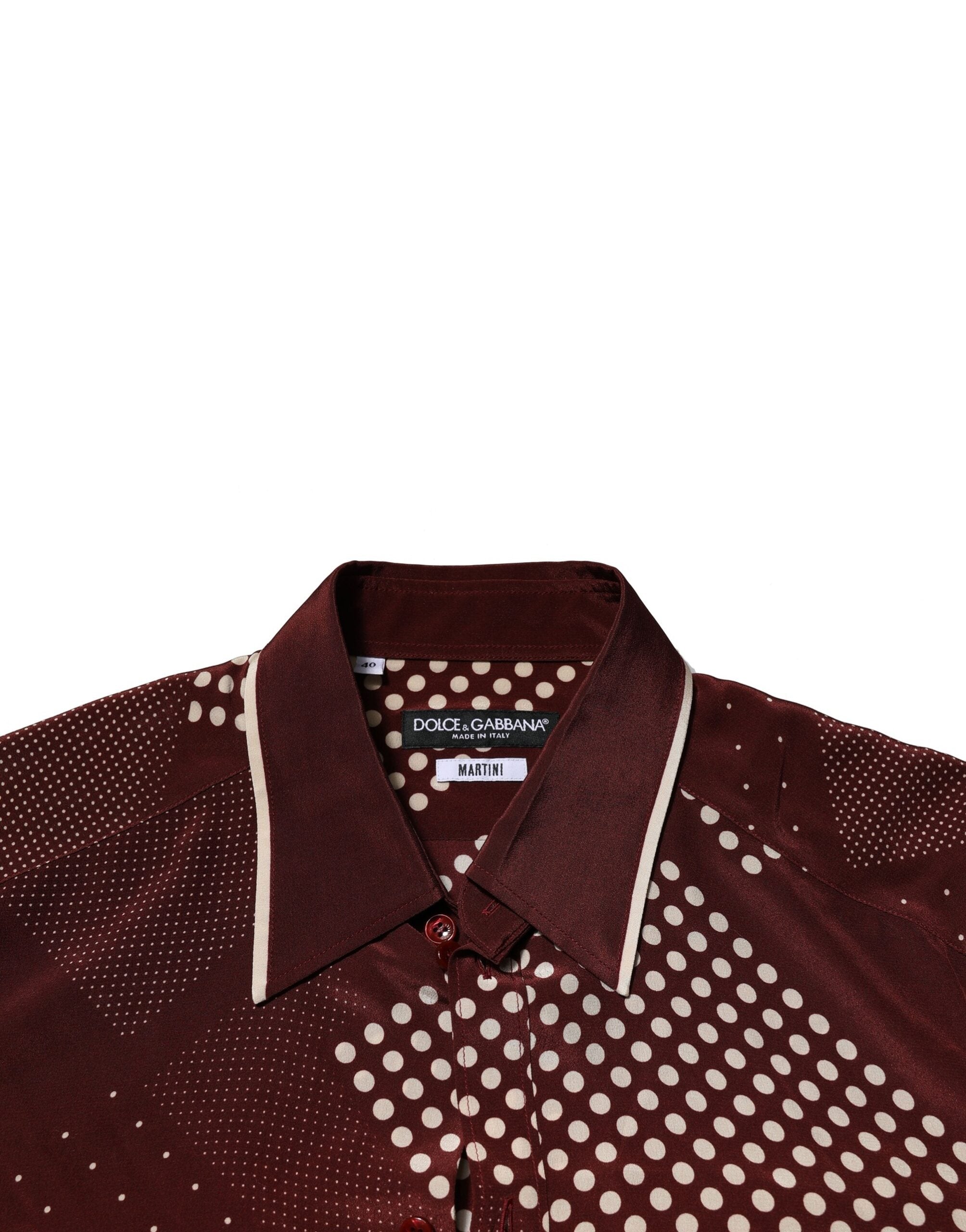 Dolce & Gabbana Maroon Dotted Silk Long Sleeve Casual Shirt LUNESCAPE