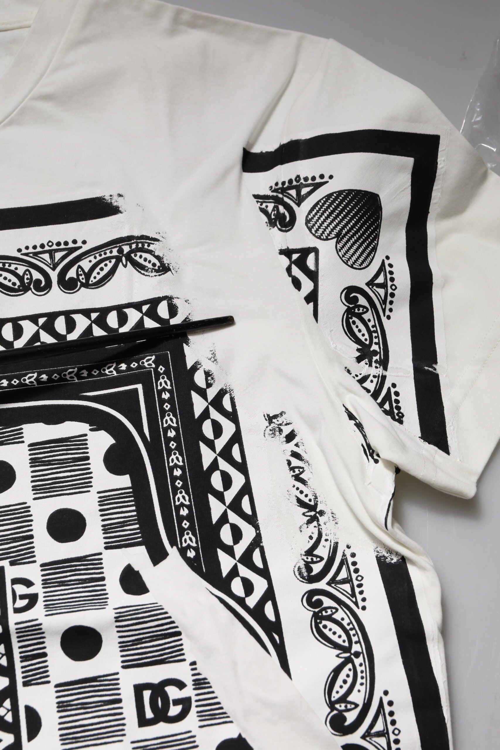 Dolce & Gabbana White Bandana Crew Neck Short Sleeves T-shirt