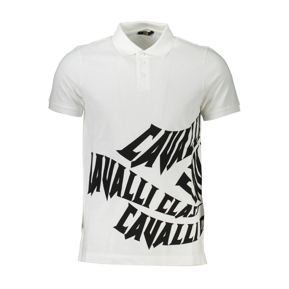 Cavalli Class White Cotton Men Polo LUNESCAPE