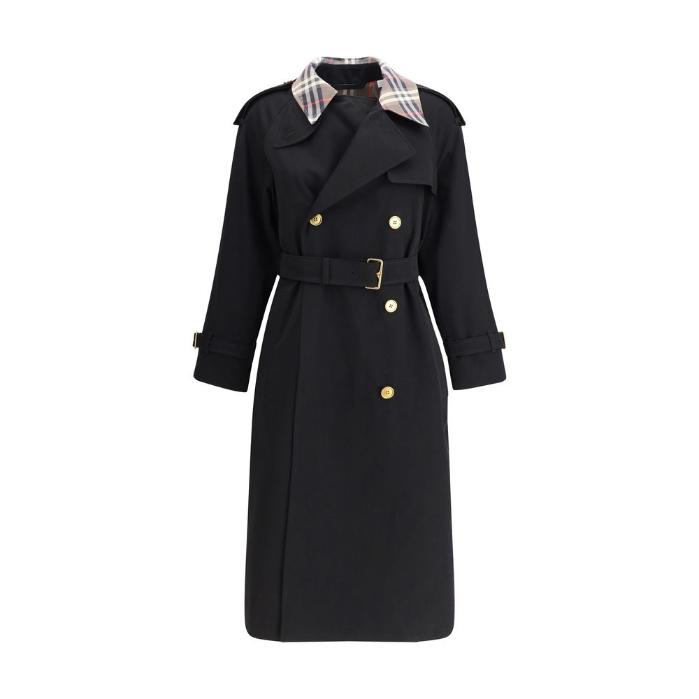 Burberry Castleford long Trench Coat with Check collar LUNESCAPE