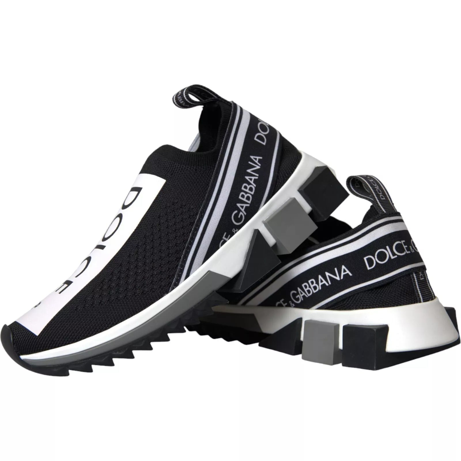 Dolce & Gabbana Black White Slip-On Sorrento Sneakers
