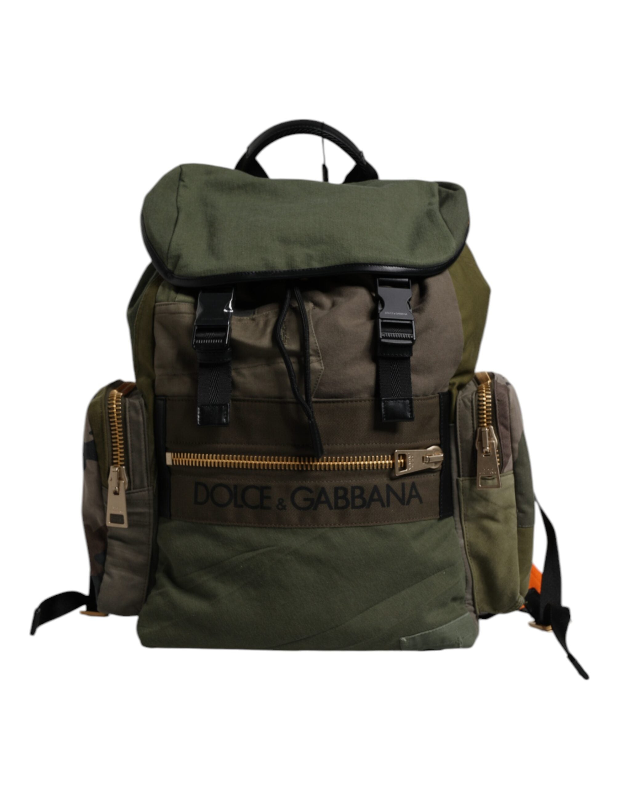 Dolce & Gabbana Green Patchwork Travel Backpack Military Bag LUNESCAPE