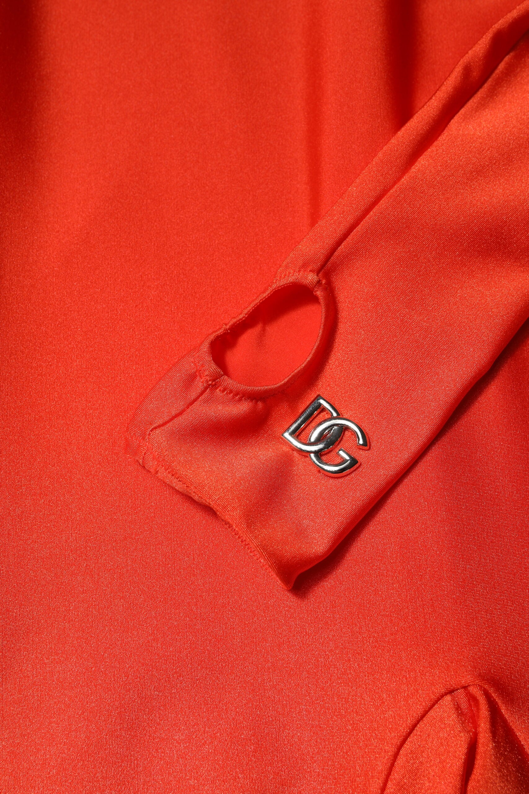 Dolce & Gabbana Red Nylon Turtleneck Bodycon Jumpsuit