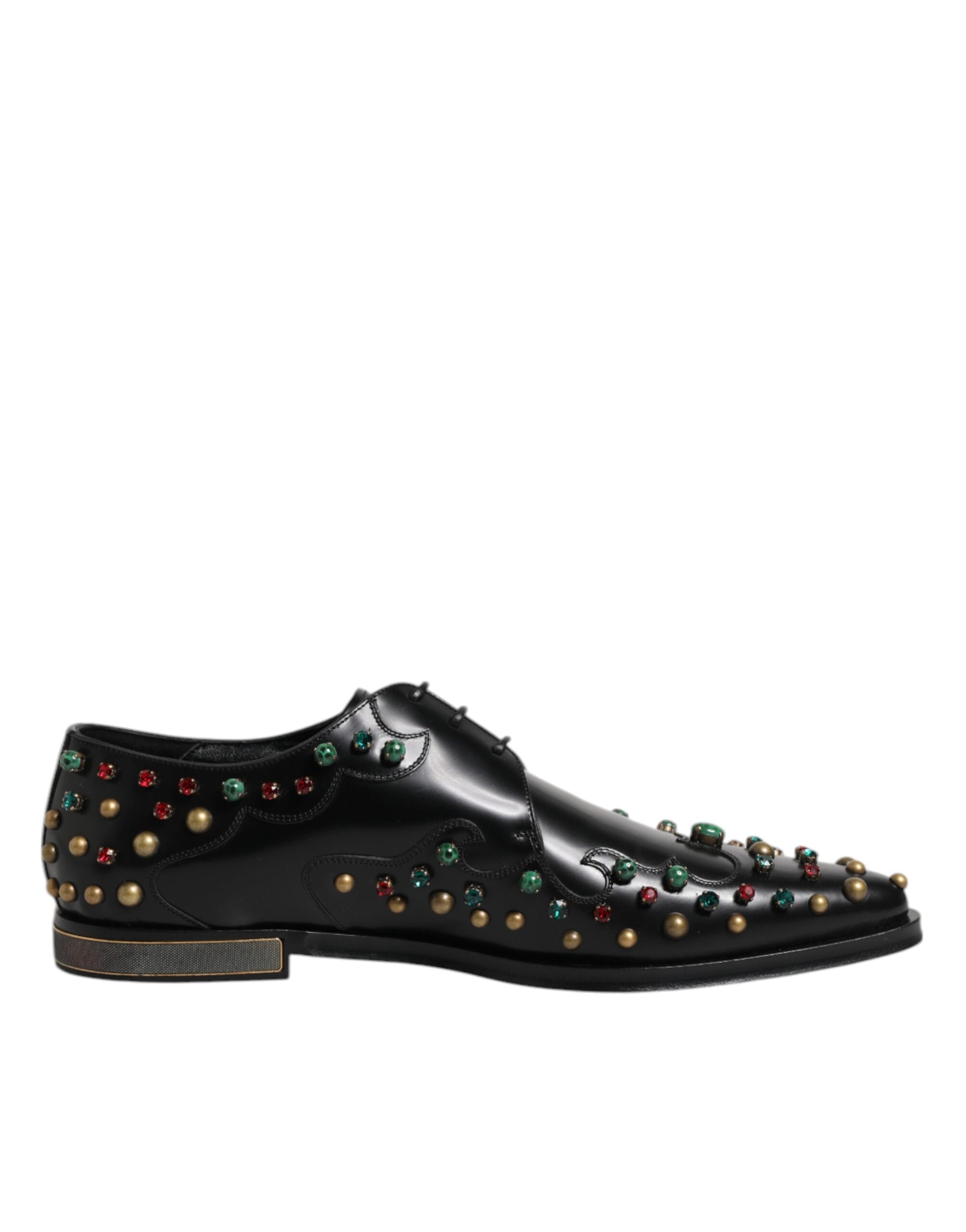 Dolce & Gabbana Black Leather Derby Dress Studded Shoes LUNESCAPE