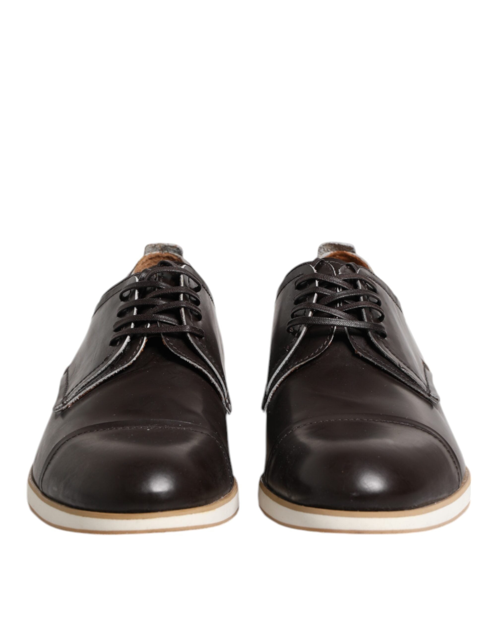 Pollini Dark Brown Leather Derby Lace Up Dress Formal Shoes LUNESCAPE