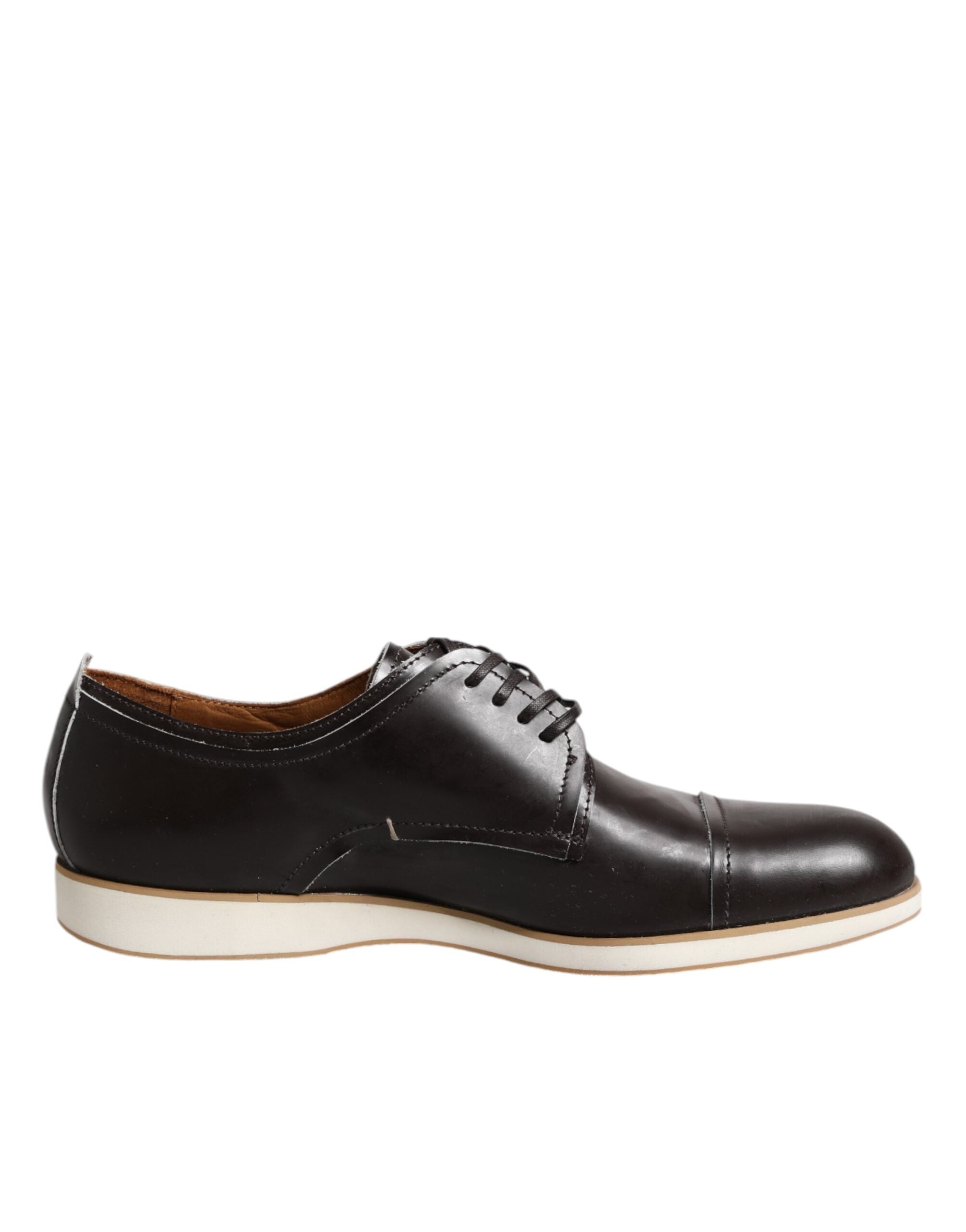 Pollini Dark Brown Leather Derby Lace Up Dress Formal Shoes LUNESCAPE