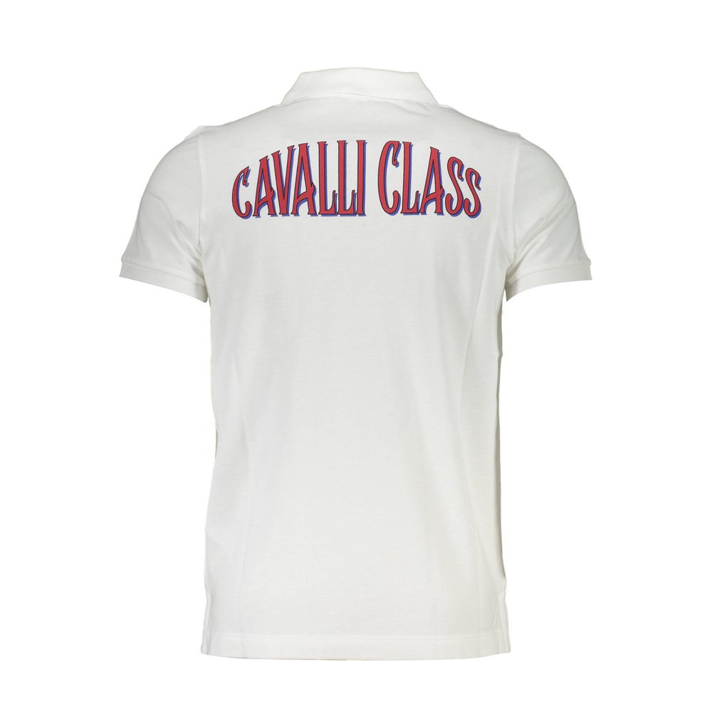 Cavalli Class White Cotton Men Polo Shirt LUNESCAPE