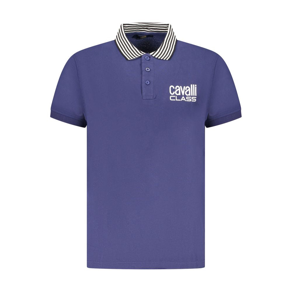 Cavalli Class Blue Cotton Men Polo Shirt LUNESCAPE