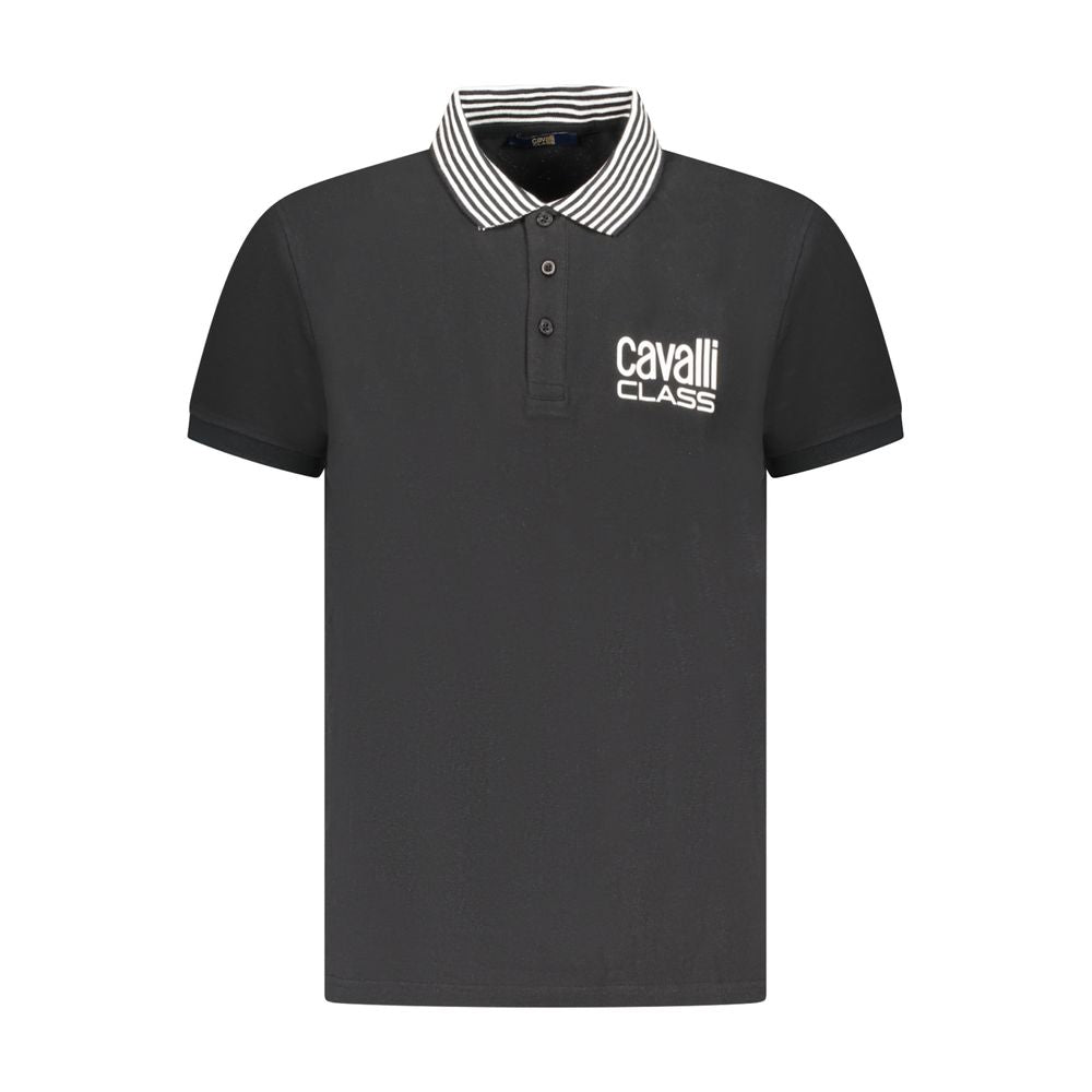 Cavalli Class Black Cotton Men Polo Shirt LUNESCAPE