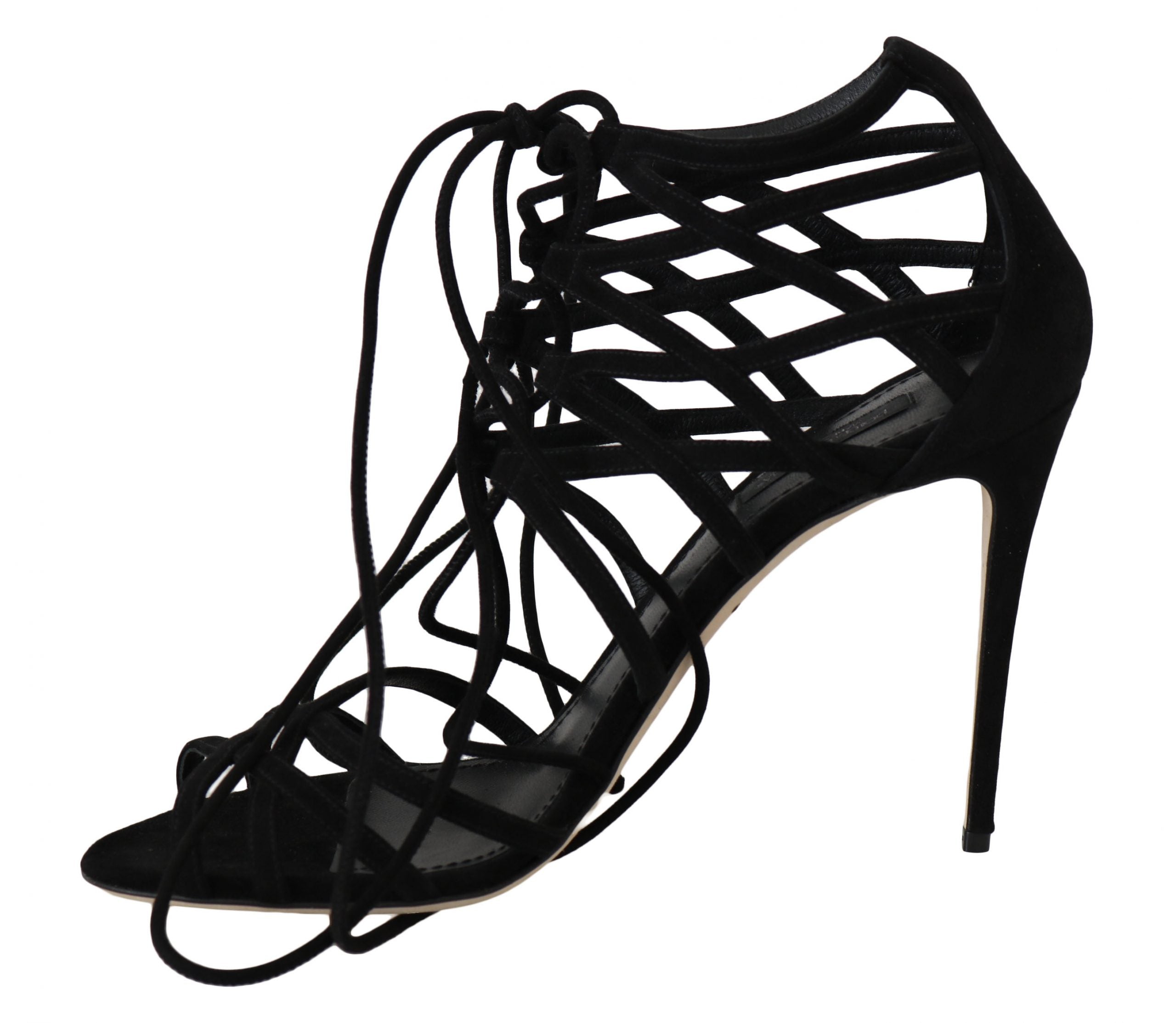 Dolce & Gabbana Black Suede Strap Stilettos Sandals LUNESCAPE