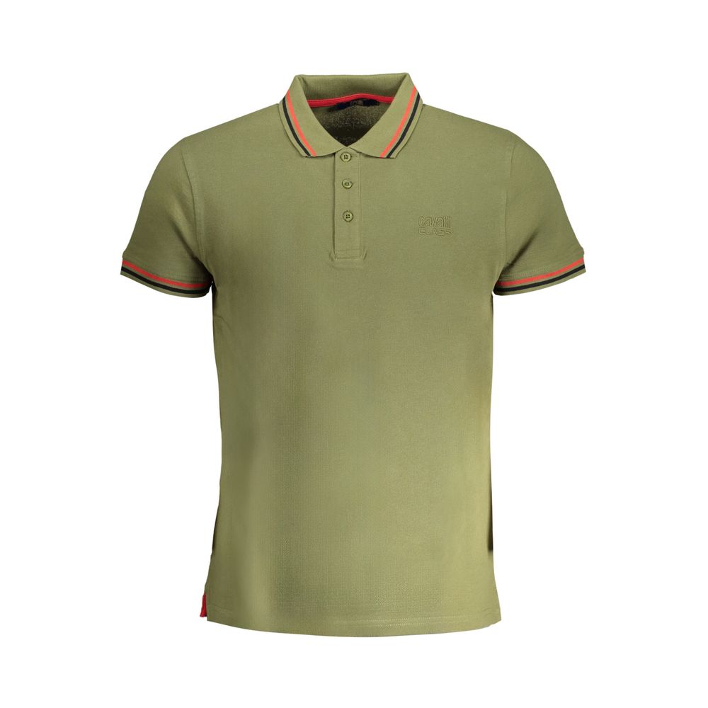 Cavalli Class Green Cotton Polo Shirt LUNESCAPE