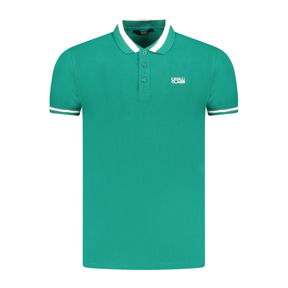 Cavalli Class Green Cotton Men Polo Shirt LUNESCAPE