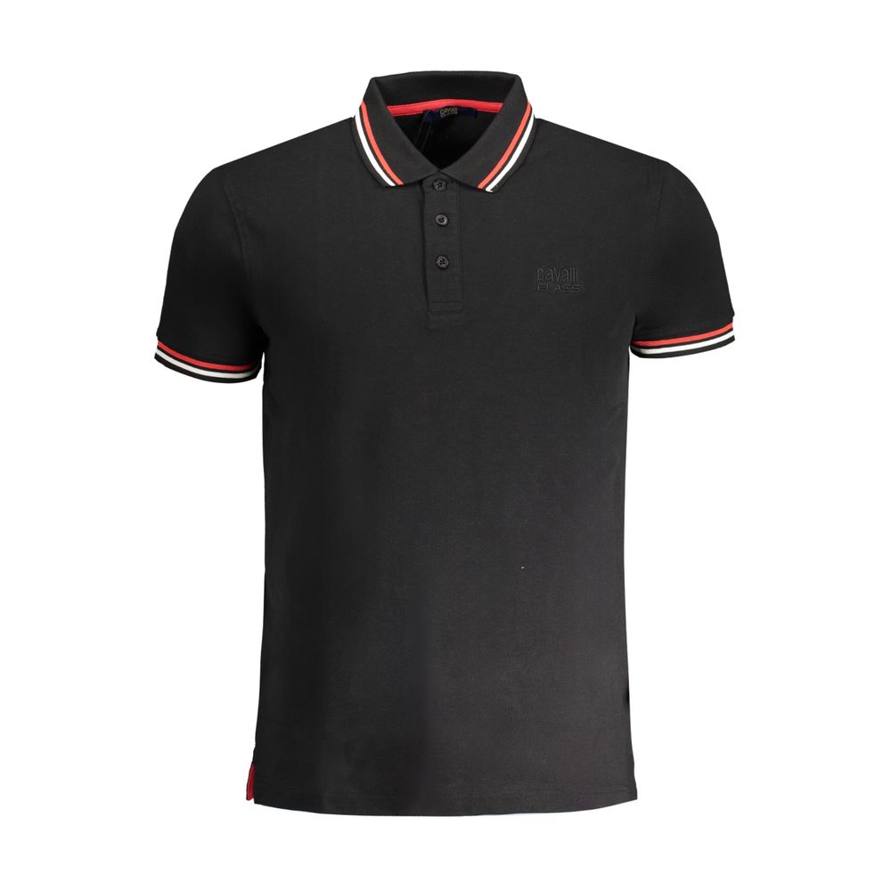 Cavalli Class Black Cotton Polo Shirt LUNESCAPE