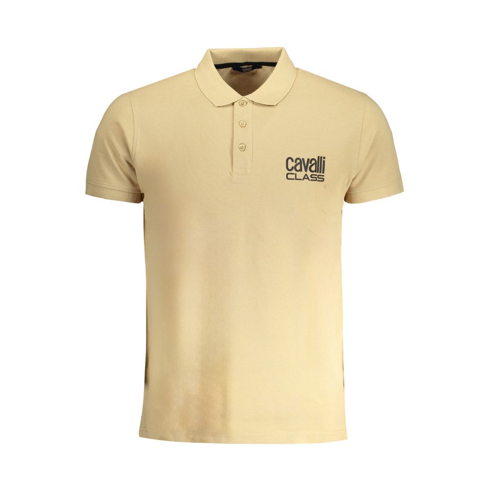 Cavalli Class Beige Cotton Polo Shirt LUNESCAPE