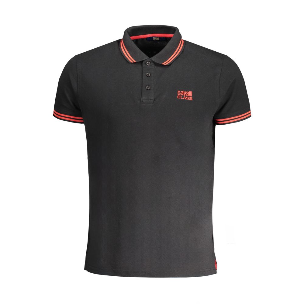 Cavalli Class Black Cotton Polo Shirt LUNESCAPE