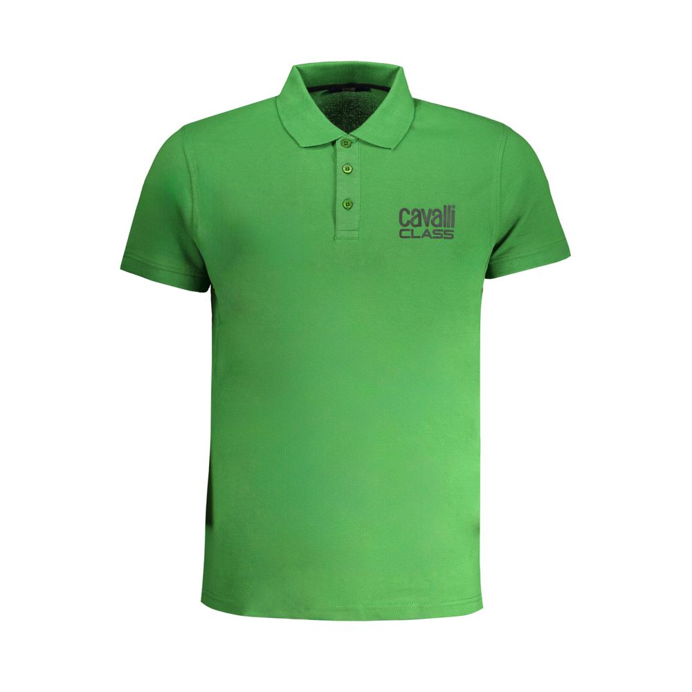 Cavalli Class Green Cotton Polo Shirt LUNESCAPE