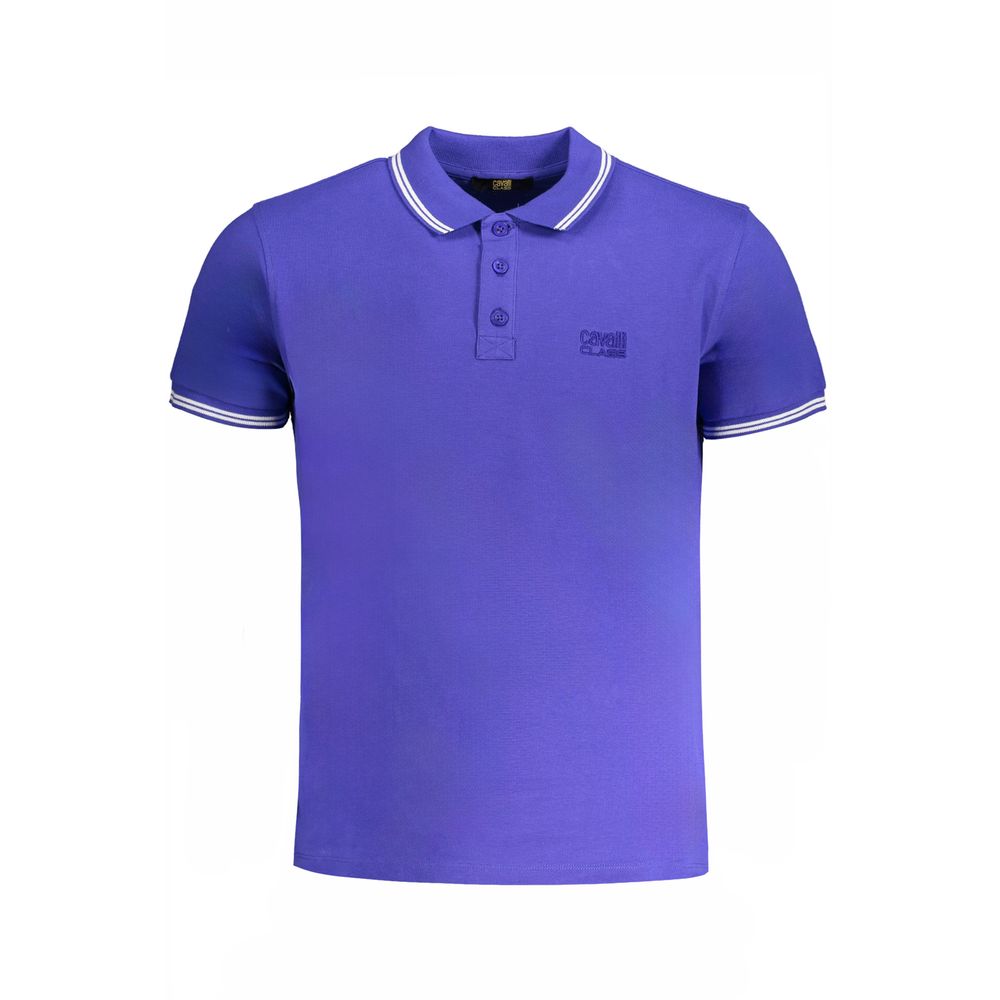 Cavalli Class Blue Cotton Polo Shirt LUNESCAPE