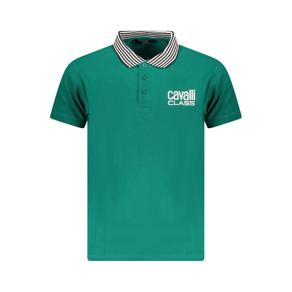 Cavalli Class Green Cotton Men Polo Shirt LUNESCAPE